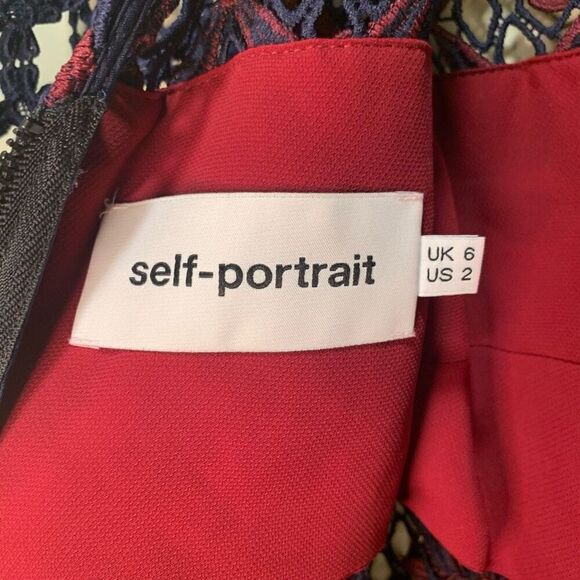 Self-Portrait Floral Grid Midi Dress Lace Collared US 2 UK 6 Extra Small - Picture 8 of 8